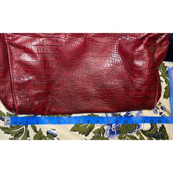 Red Vintage Bueno Croc Style Handbag‎ Handle Kelly Style Gold Hardware - Picture 11 of 16